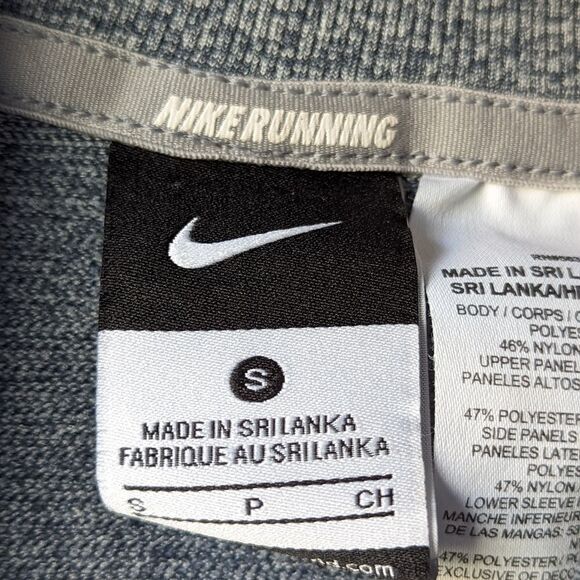 Nike Heathered Blue Colorblock Quarter Zip Fitted‎ Run Top - S Lightweight Layer - Picture 11 of 16